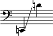 {
\override SpacingSpanner.strict-note-spacing = ##t
\set Score.proportionalNotationDuration = #(ly:make-moment 1/8)
\clef bass \omit Score.TimeSignature
\relative c, {c!4 \glissando d''!}
}