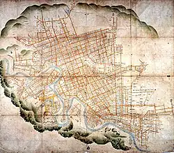 Map of the area around Sendai Castle