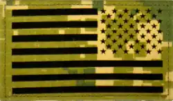 Patch with the union to the front, as seen on a Navy uniform