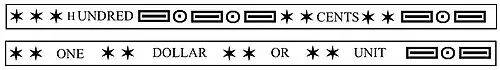 An illustration of the edge of the Draped Bust dollar, including decoration and text