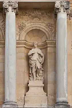 Baroque Ionic columns on the garden façade of the Palace of Versailles, Versailles, France, by Jules Hardouin-Mansart, 1678–1688[25]