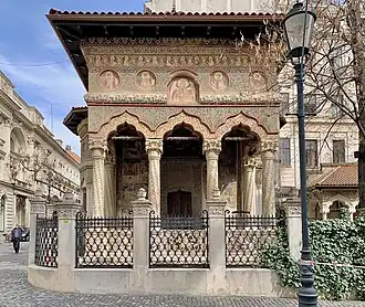Brâncovenesc&nbsp;– Stavropoleos Monastery Church, Bucharest, Romania, unknown architect, 1724[35]