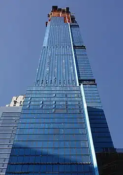 Main facade of Central Park Tower as seen in 2019