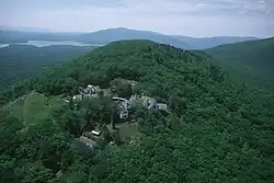 A green mountain range