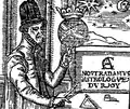 Portrait in the frontispiece of Antoine Crespin's Propheties par l'astrologue du treschrestien Roy de France et de Madame la Duchesse de Savoye, Lyon, France, 1572
