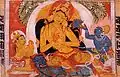 Painting of Manjusri Bodhisattva from the Astasahasrika Prajnaparamita Sutra manuscript written in the Ranjana script. Nalanda, Bihar, India, c. 700-1100 CE