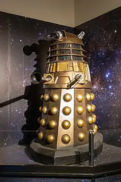 Time War Dalek model on display at Sudbury Hall, demonstrating the primary Dalek armour design used in the revived Doctor Who series