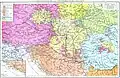 Romanians in Central Europe (coloured in blue), 1880