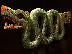 Room 27 – Double-headed serpent turquoise mosaic, Aztec, Mexico, 1400–1500 AD