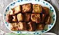 Tahu bacem, tofu simmered in palm sugar and spices