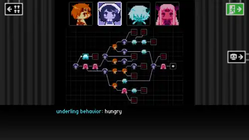 A tree diagram of a visual novel's branches.