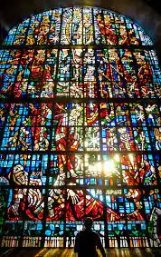 Large stained-glass window at the Basílica Nuestra Señora de Lourdes, located in Buenos Aires, Argentina