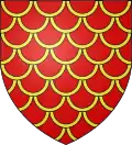 Gules, papelonné or