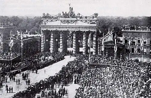 In 1871 with decorations and victorious Prussian troops after the Franco-Prussian War