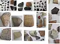 Broken pieces of pottery excavated in Sialk Hill