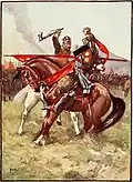 Illustration of the parry between Robert the Bruce and Sir Henry de Bohun