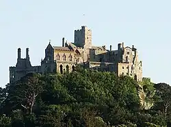 St Michael’s Mount, Cornwall, England. St Michael’s Mount in the fog, Cornwall, England. St Michael’s Mount in the fog, Cornwall, England. Castle of St Michael