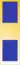 Blue single bar outlined in yellow metal with band across it of yellow metal