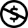 Circled dollar sign struck through by diagonal line