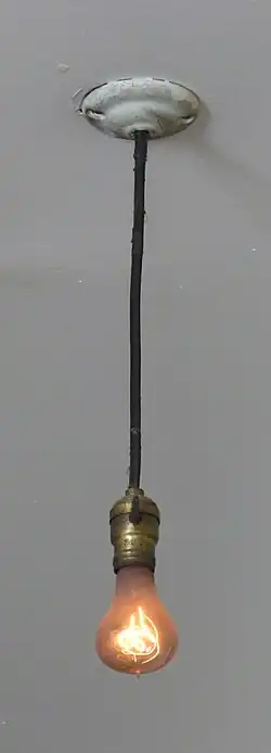 A photo of the pendant light at Fire Station #6 in which the bulb is installed.