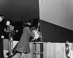 Photograph of Johnston's christening and launch by Marie S. Klinger