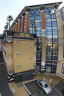 Postmodern Doric columns of the Judge Business School, University of Cambridge, England, by John Outram, 1995[35]
