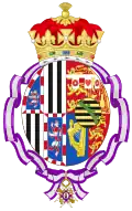Beatrice's coat of arms marshalled with those of her husband and surrounded by the Order of Queen Maria Luisa