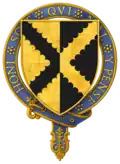 Arms of Sir Richard Pole. Per pale or and sable, a saltire engrailed counterchanged