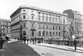 First head office building on the Nikolaifleet in Hamburg, completed in 1874 on a design by architect Martin Haller,[13] photographed in 1886
