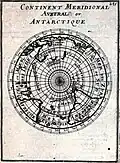 1683 map by French cartographer Alain Manesson Mallet from his publication Description de L'Univers. Shows a sea below both the Atlantic and Pacific oceans at a time when Tierra del Fuego was believed joined to Antarctica. Sea is named Mer Magellanique after Ferdinand Magellan.