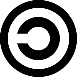 Copyleft symbol 🄯, a backwards lowercase letter "c" in a circle