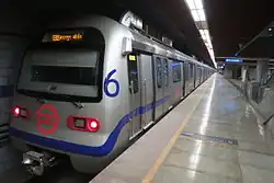 Modern train with the number 6 in front