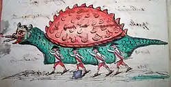 Tarasque effigy drawing by Conrad Mouren, late 18th century