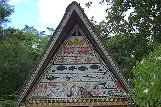 Bai meeting house of the Palauan people, with colorfully decorated gables