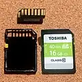 Disassembled SD card "TOSHIBA SD-K16G".