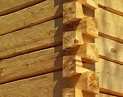 Corner made of notched logs