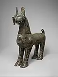 "A demonstration of the excellence achieved in metalwork under the Seljuqs": bronze incense burner shaped like a lion, with removable head, dated 1181–1182 CE, Taybad, Iran. (Metropolitan Museum of Art)[182][183]