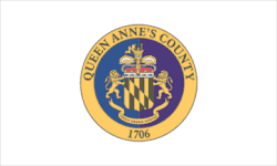 A white flag with the county seal in the center