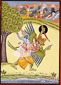 Garuda carries Vishnu and Lakshmi