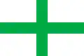 A green St George's Cross on a white background.