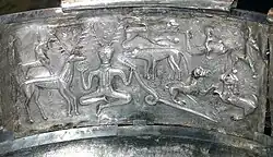 The full scene from Plate A of the Gundestrup Cauldron.: no 6 