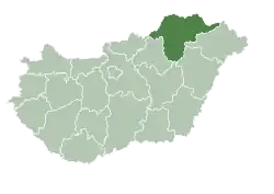 Borsod–Abaúj–Zemplén County within Hungary