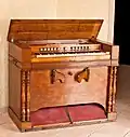 Flattop harmonium (c. 1865) by Alexandre Debain, a French inventor of the harmonium (patented in 1842)[51]