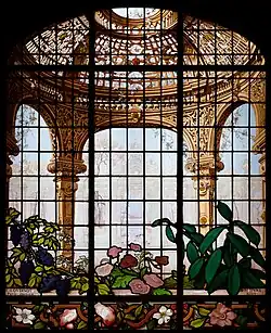 A trompe l'oeil glass (c. 1884), Eugène Stanislas Oudinot, design Richard Morris Hunt, for the home of Henry Gurdon Marquand, New York City.
