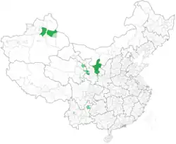 Map of the Hui (0.81%), natives of Ningxia.