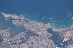 Satellite image of Old San Juan within San Juan Antiguo alongside Santurce