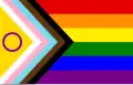 The Progress Pride Flag flag with the intersex flag, created in 2021 by Valentino Vecchietti of Intersex Equality Rights UK