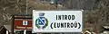 Bilingual road sign (French-Valdôtain) in Introd, Aosta Valley, 2018