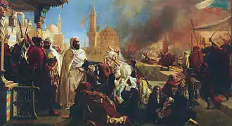 Abdelkader saving Christians during the Druze/Christian strife of 1860. Painting by Jan-Baptist Huysmans.