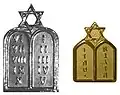 Insignia of Jewish United States Military Chaplains. The version with Roman numerals was used until 1981, when it was replaced by the one with Hebrew letters.